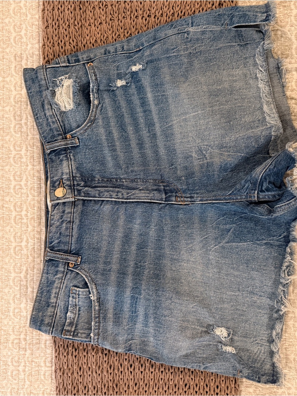 BKE Light Blue Denim Jeans with Tan Leather Patch